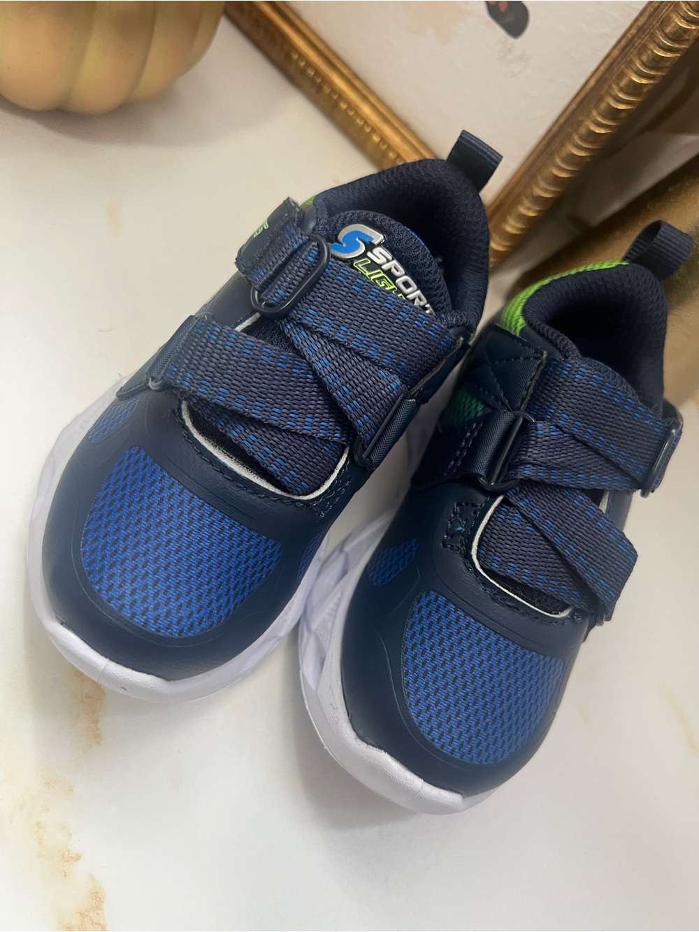 Skechers Navy and Bright Blue Kids Sport Sneakers with Velcro